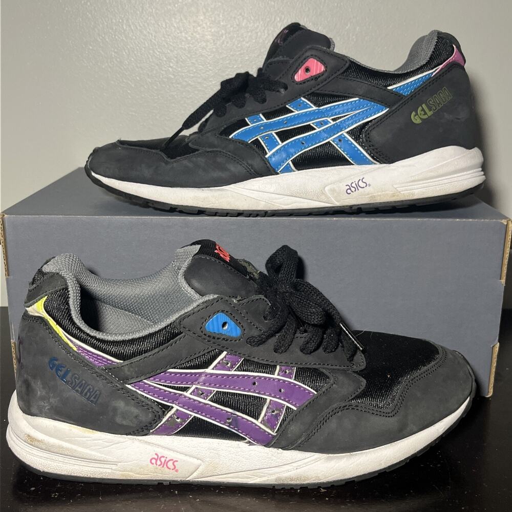 ASICS Gel Saga Women’s 9.5 Retro Multicolor Neon Accent‎ Sneakers Black Pink